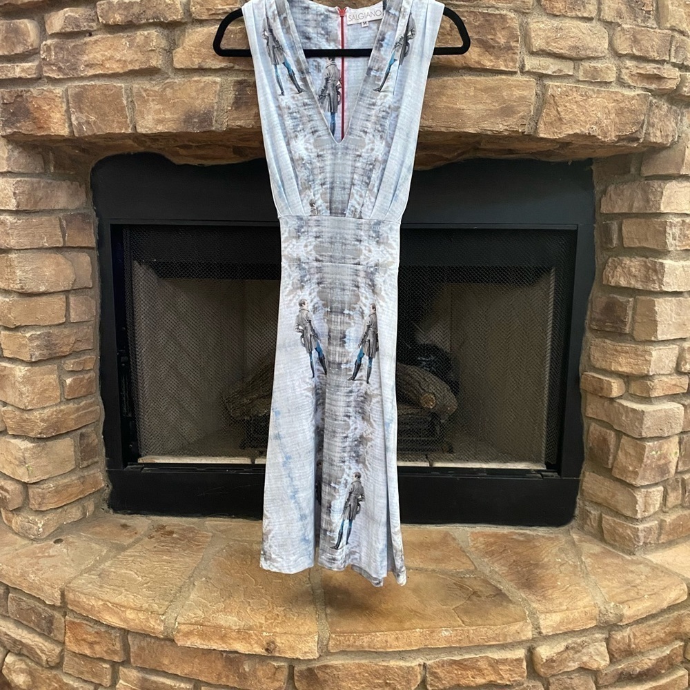 Salgiano one of a kind strapless dress with British looking horse riders. Size M - Picture 2 of 12